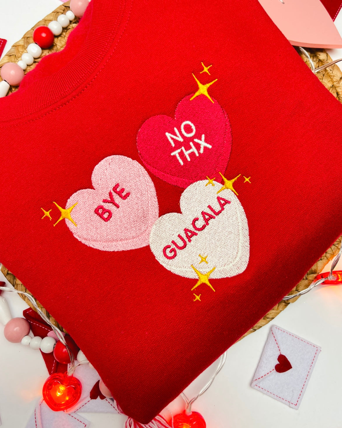Red Candy Hearts Latin Inspired Sweatshirt