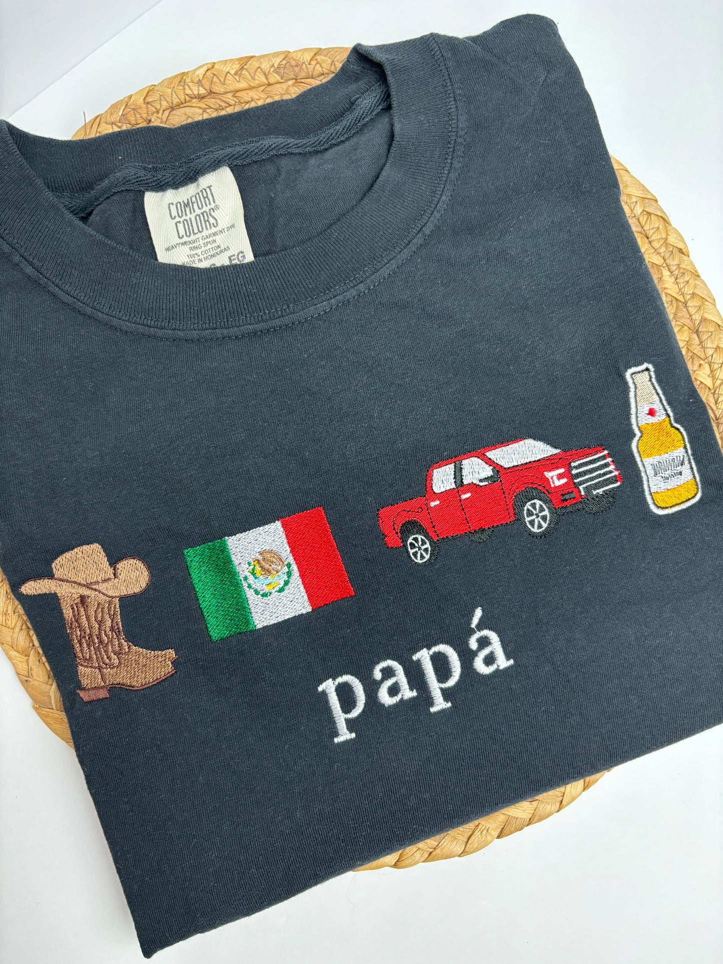 Papá Embroidered Black Shirt