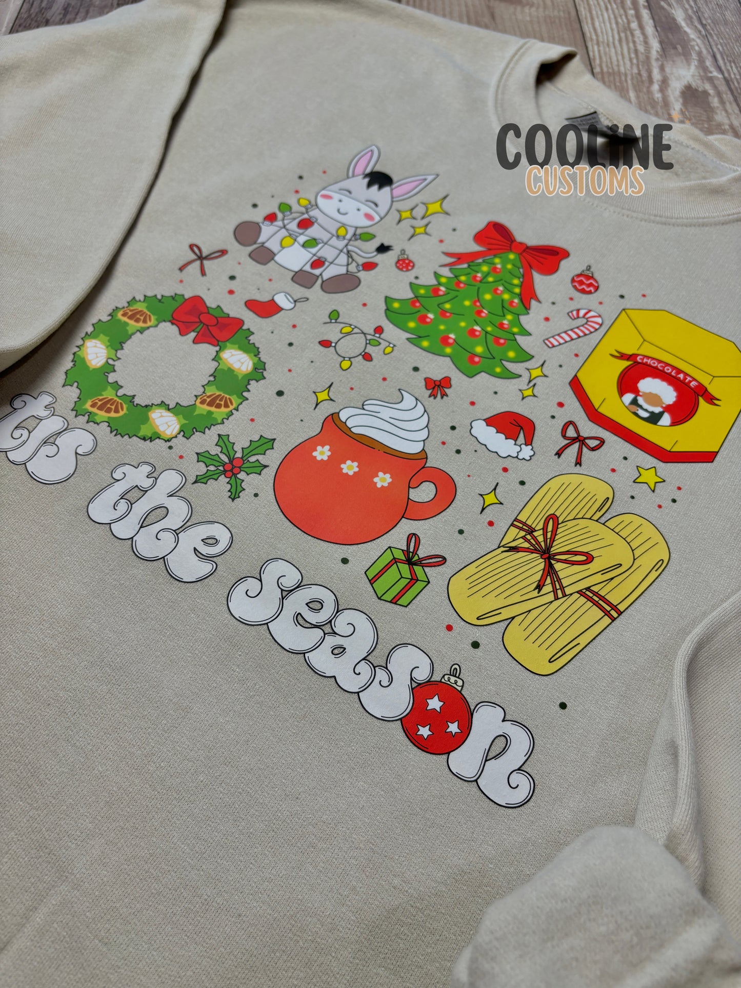 Beige Tis The Season Sweater Navideña