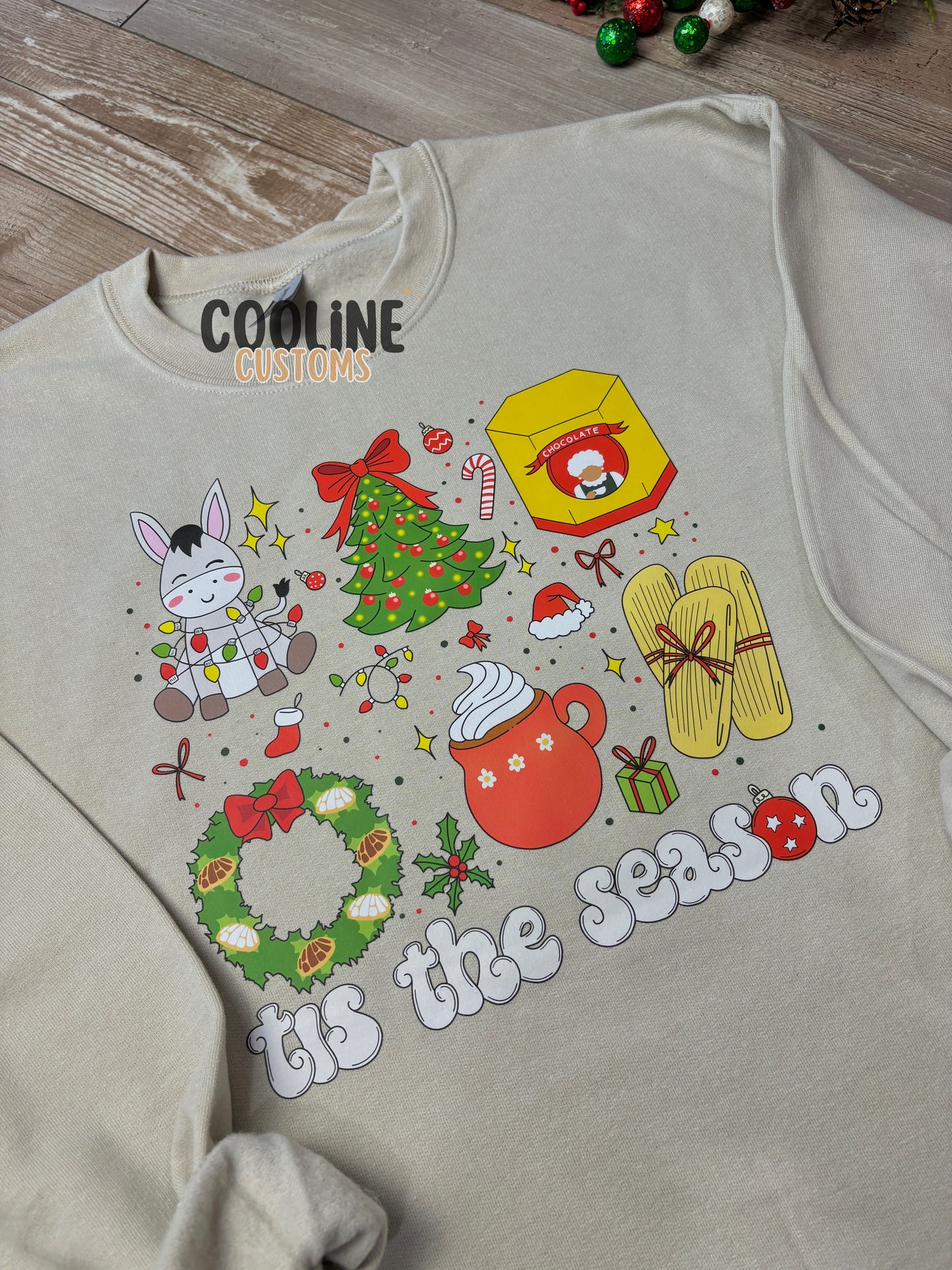 Beige Tis The Season Sweater Navideña