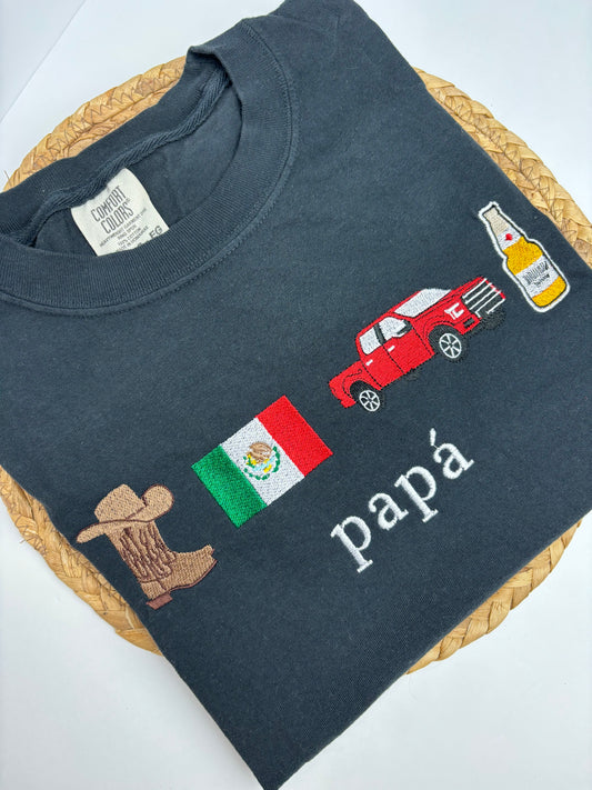 Papá Embroidered Black Shirt