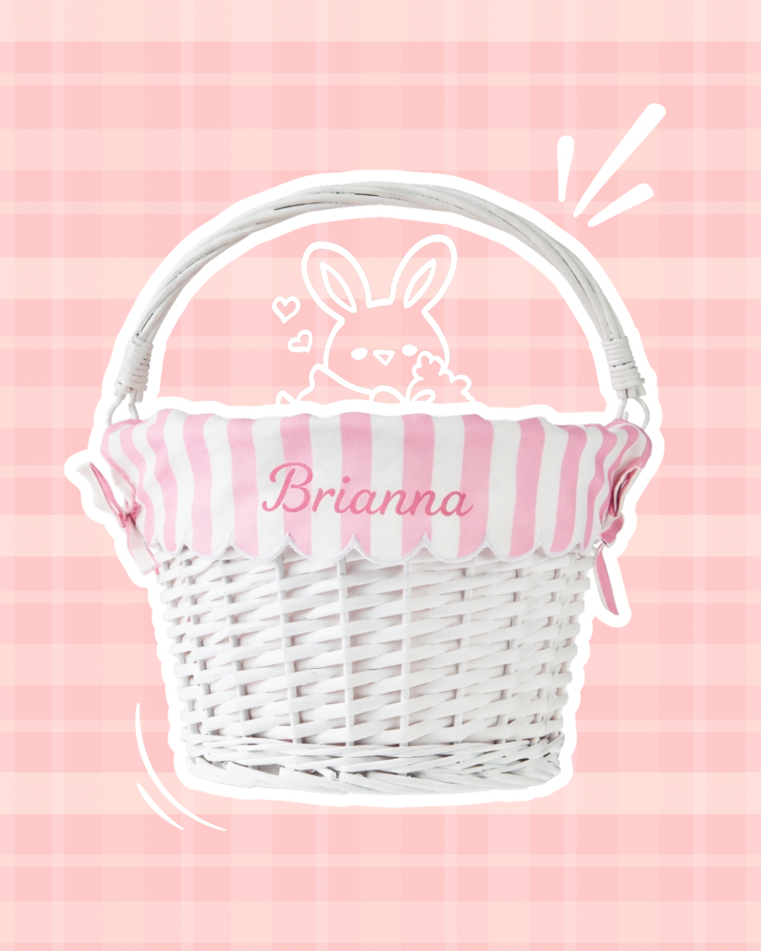 Custom Embroidered Willow Easter Basket, 11.5” x 8”