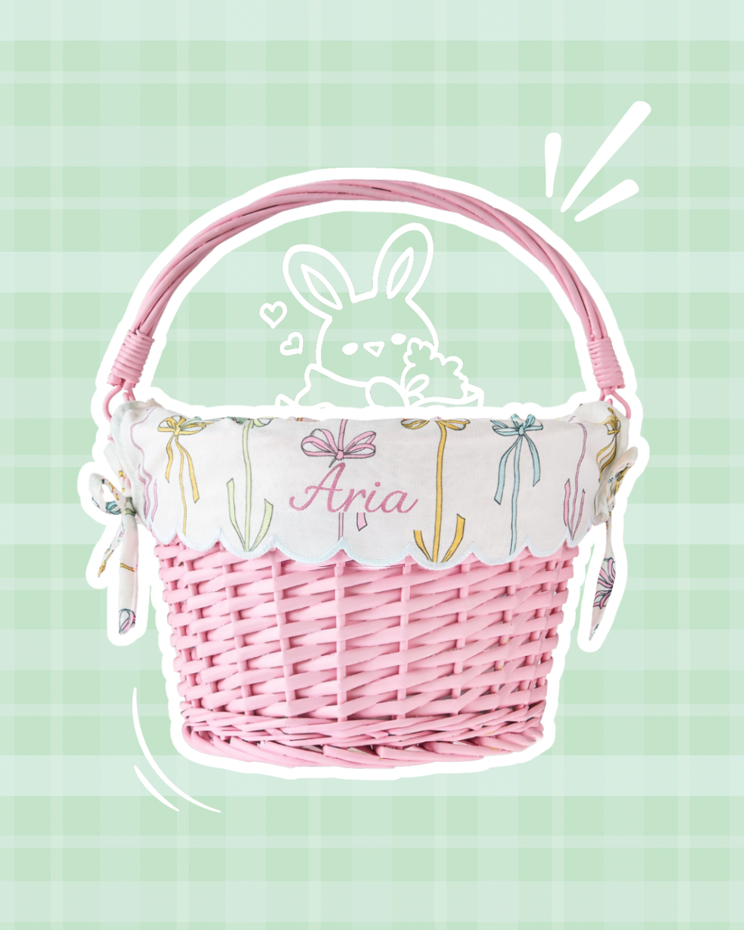 Custom Embroidered Willow Easter Basket, 11.5” x 8”