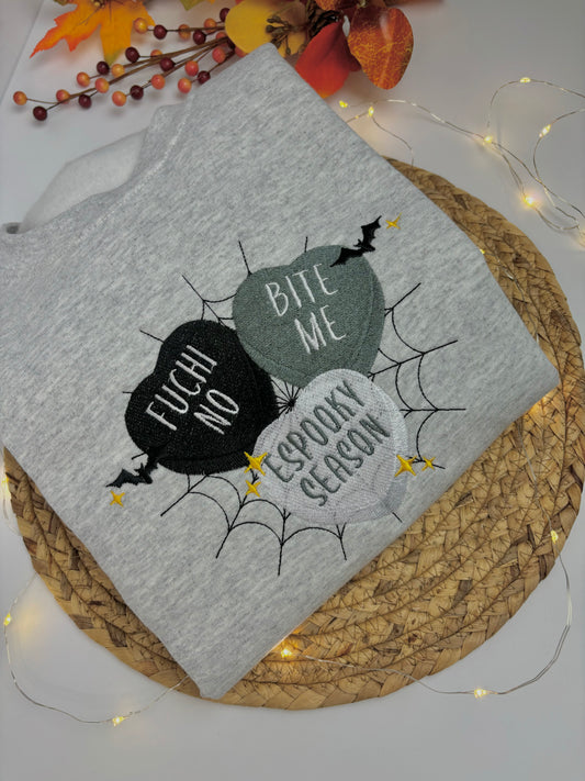 Fuchi No Candy Hearts Ash Grey Sweatshirt