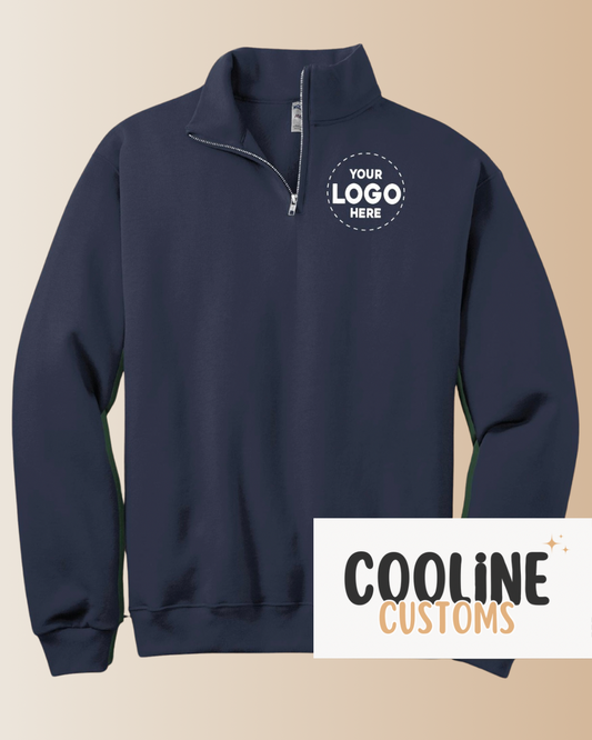 Personalized Quarter Zip, Custom Logo Text Embroidered Sweatshirt