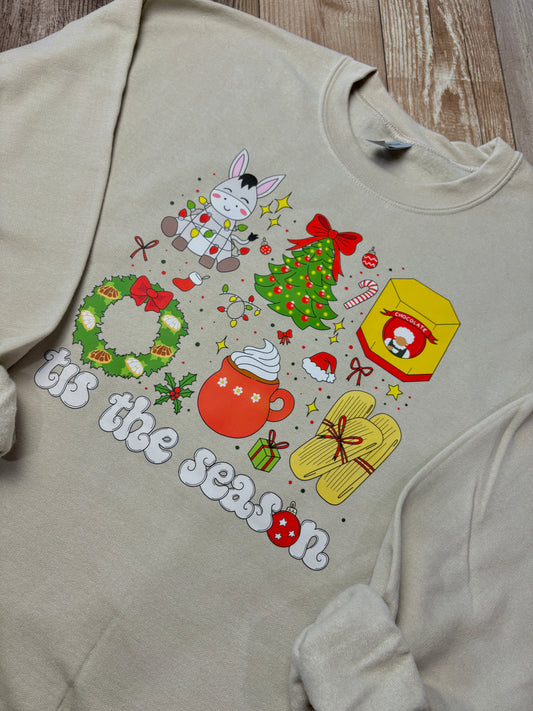 Beige Tis The Season Sweater Navideña