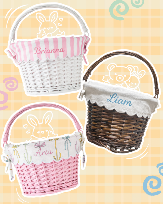 Custom Embroidered Willow Easter Basket, 11.5” x 8”